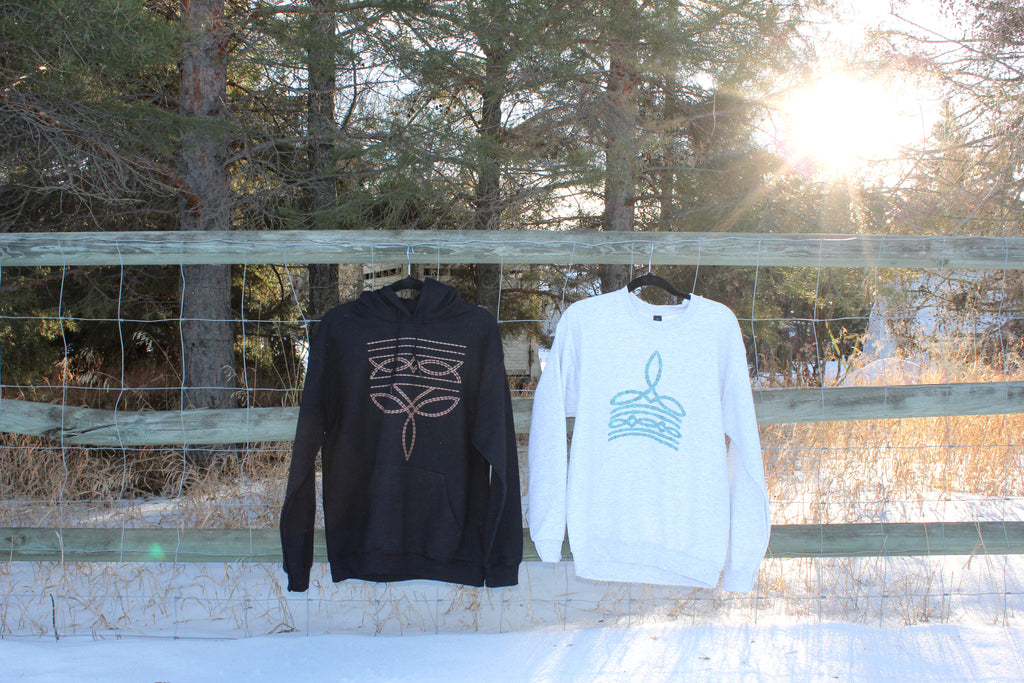 Turquoise Boot Stitch Crewneck Grey