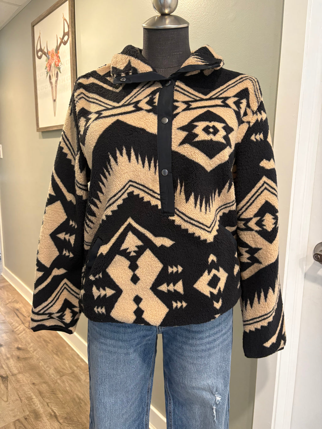 Aztec 1/4 Button Pullover women’s sweater pullover