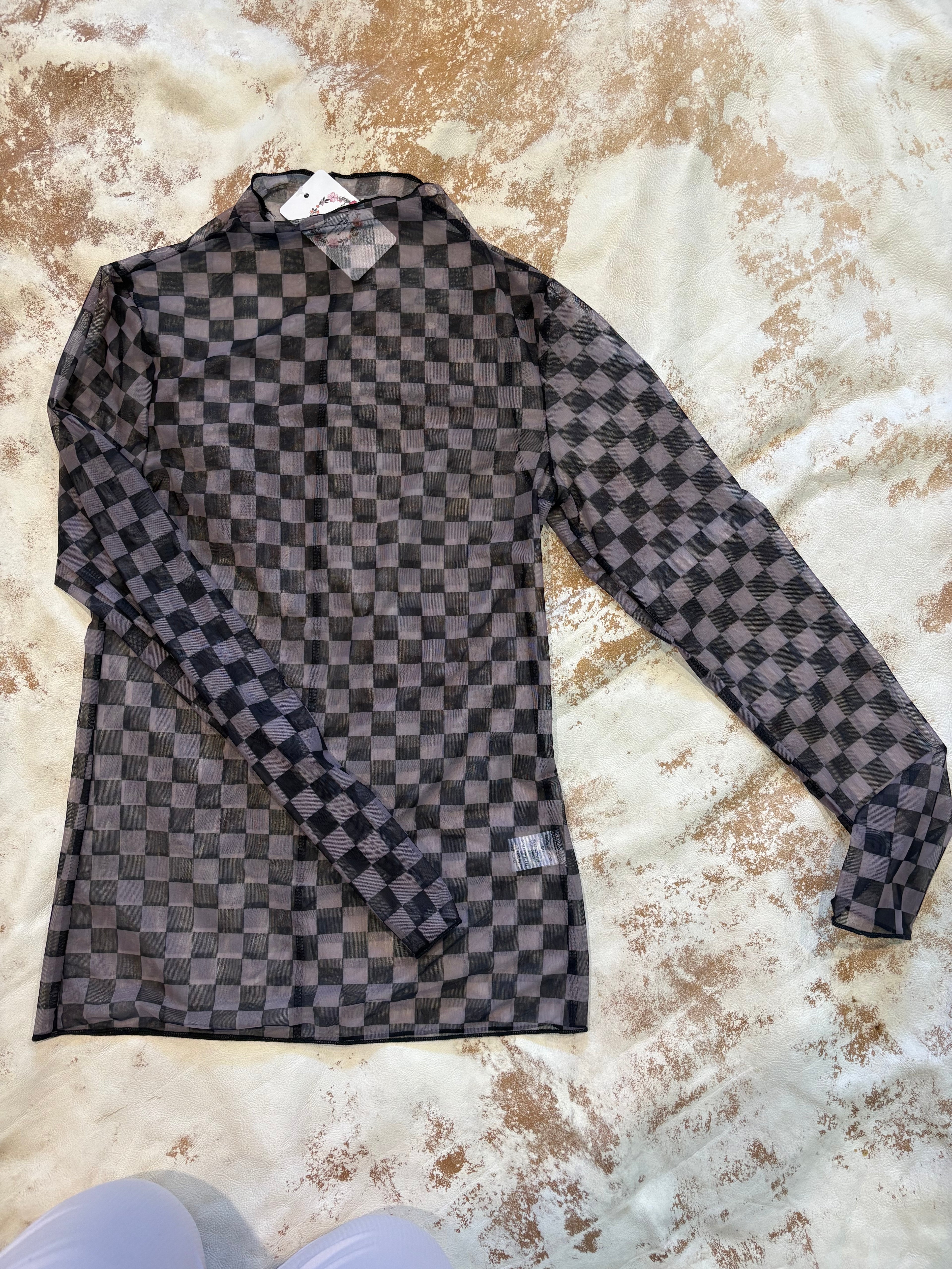 Mesh Checkered Long Sleeve from Wildflower & Twine