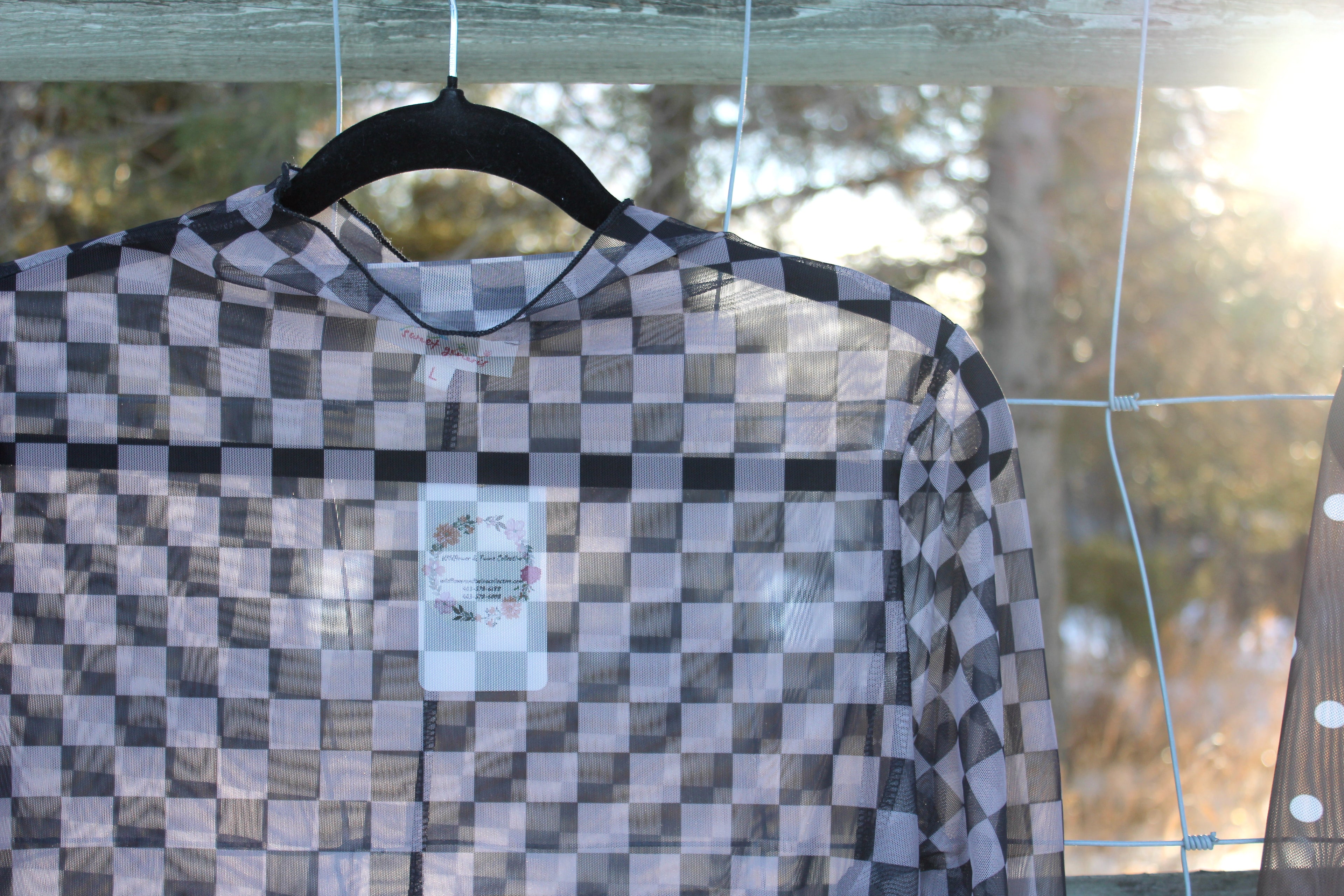 Mesh Checkered Long Sleeve
