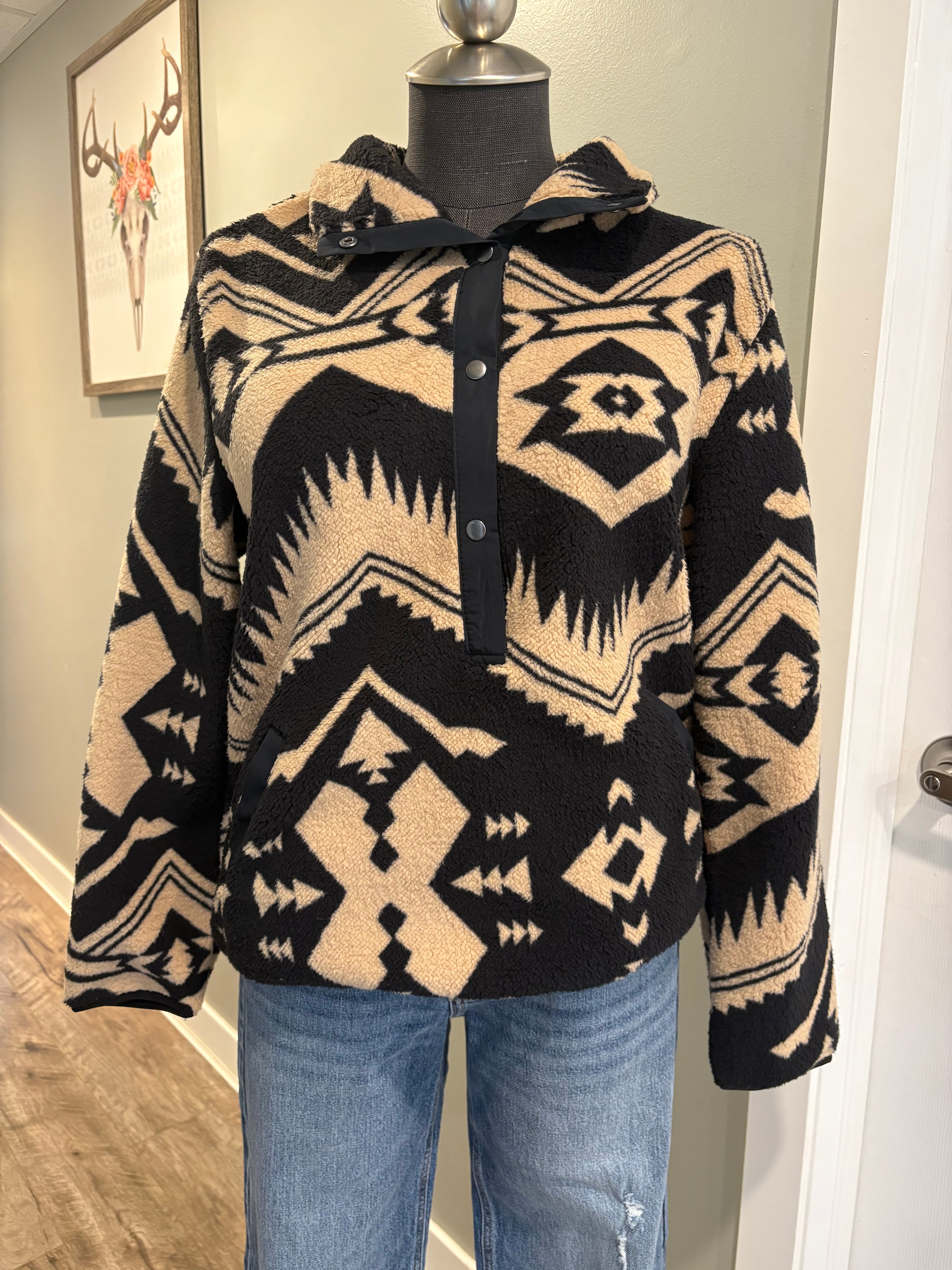 Aztec 1/4 Button Pullover women’s sweater pullover