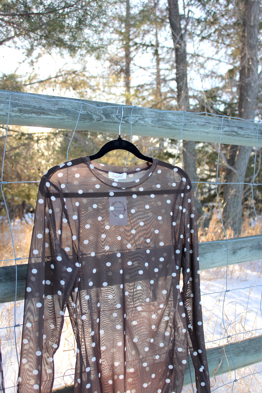 Mesh Polka Dot Long Sleeve