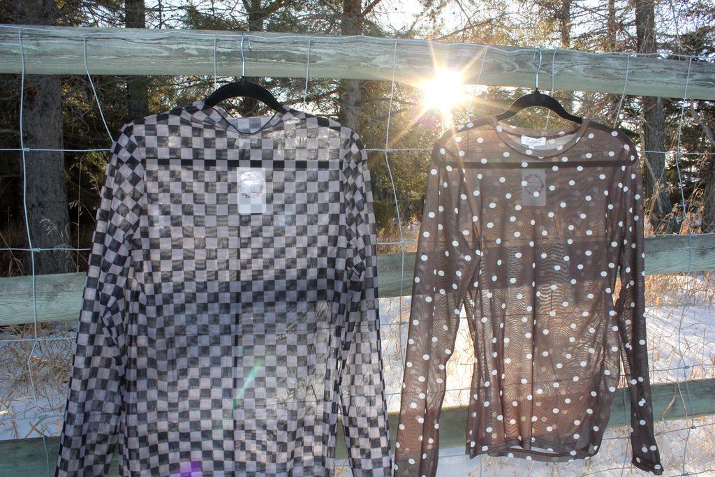 Mesh Checkered Long Sleeve
