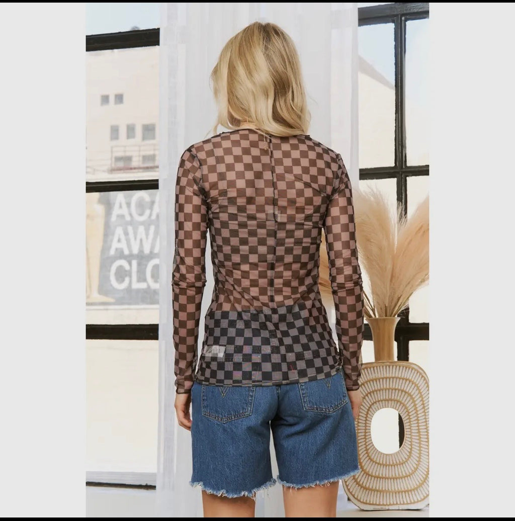 Mesh Checkered Long Sleeve from Wildflower & Twine